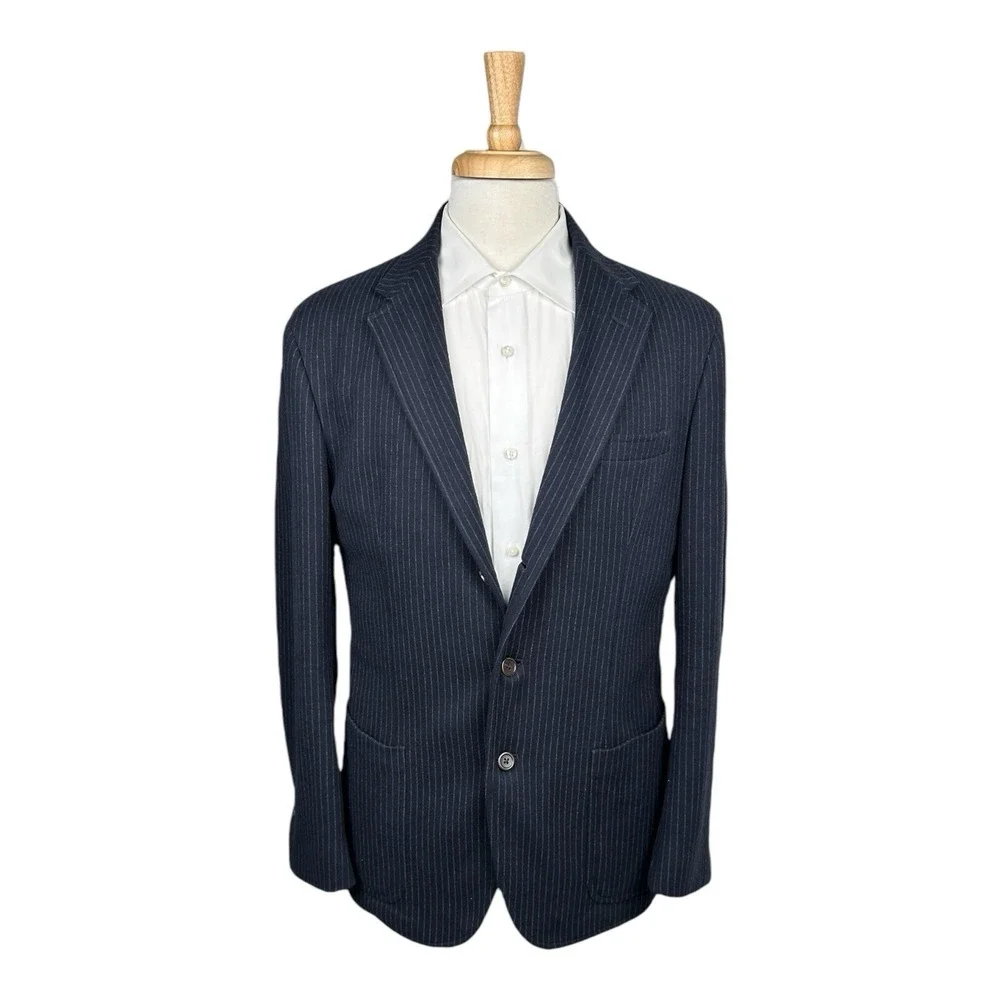 Polo Ralph Lauren Blue Striped Cotton Blend Mens Suit 42L Pant 36X33 NWT